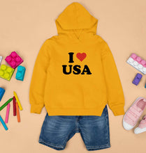 Load image into Gallery viewer, I Love USA Kids Hoodie for Boy/Girl-Mustard Yellow-Ektarfa.online
