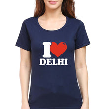 Load image into Gallery viewer, I Love Delhi T-Shirt for Women-Navy Blue-Ektarfa.online
