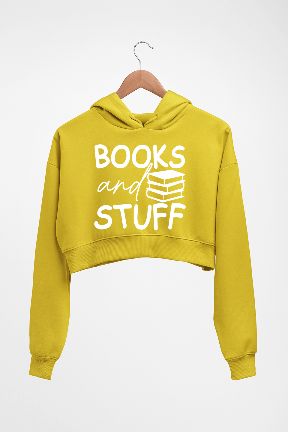 Books Crop HOODIE FOR WOMEN-Mustard Yellow-Ektarfa.online