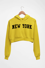 Load image into Gallery viewer, New York Crop HOODIE FOR WOMEN-Mustard Yellow-Ektarfa.online
