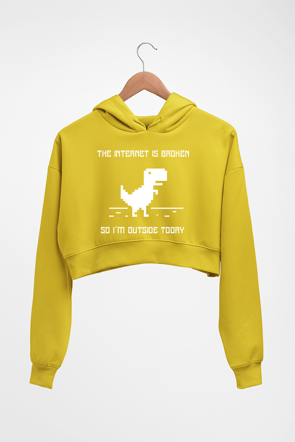 Internet Funny Crop HOODIE FOR WOMEN-Mustard Yellow-Ektarfa.online