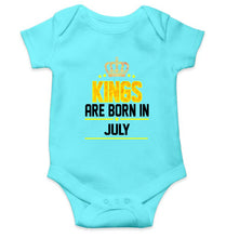 Load image into Gallery viewer, Kings Are Born In July Kids Romper For Baby Boy/Girl-0-5 Months(18 Inches)-Sky Blue-Ektarfa.online
