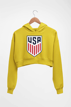 Load image into Gallery viewer, USA Football Crop HOODIE FOR WOMEN-Mustard Yellow-Ektarfa.online
