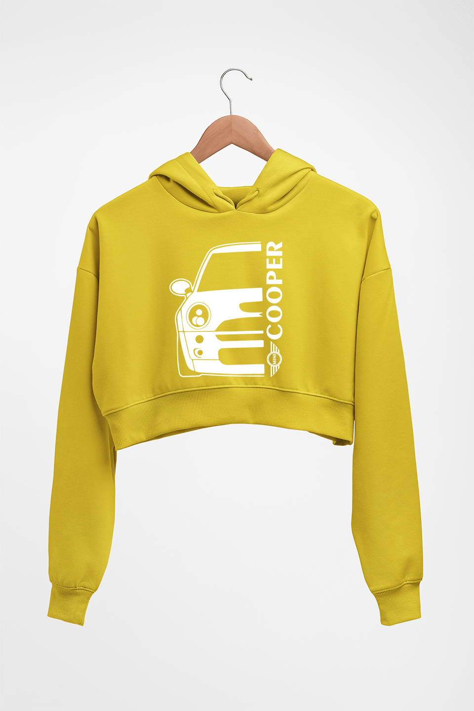 MINI Cooper Crop HOODIE FOR WOMEN-Mustard Yellow-Ektarfa.online