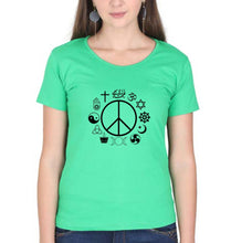 Load image into Gallery viewer, Peace Religious Symbols T-Shirt for Women-Flag Green-Ektarfa.online
