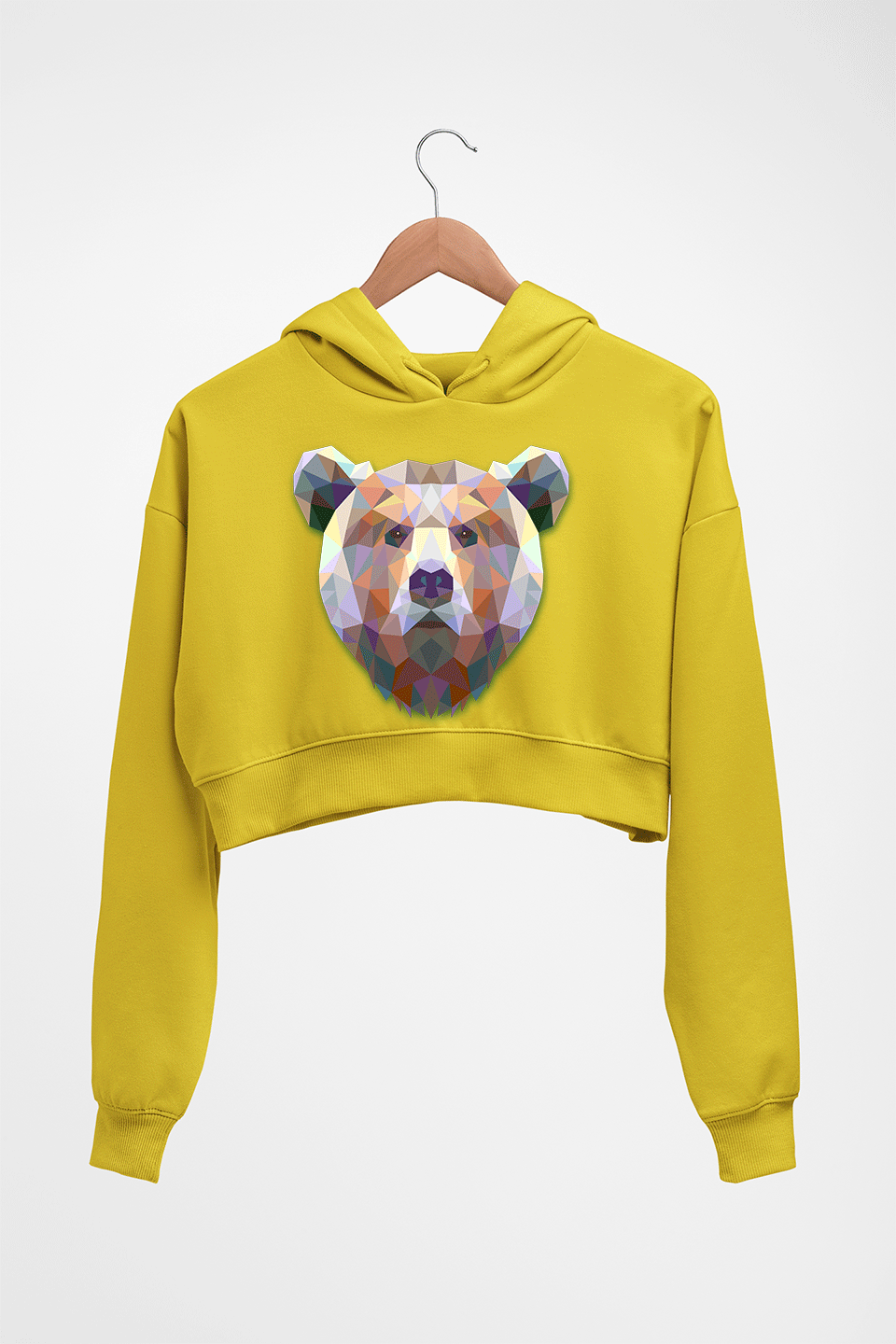 Bear Crop HOODIE FOR WOMEN-Mustard Yellow-Ektarfa.online