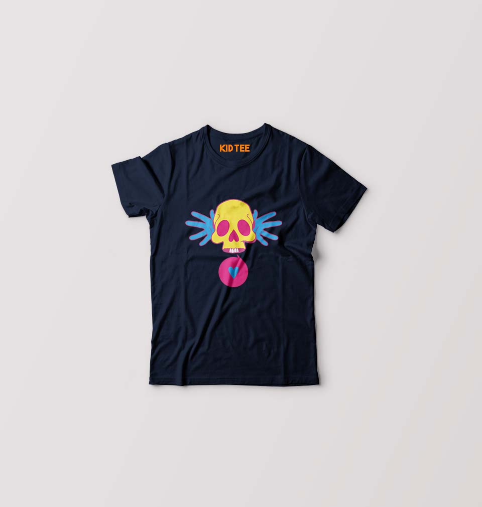 Cartoon Skull Kids T-Shirt for Boy/Girl-Black-Ektarfa.online
