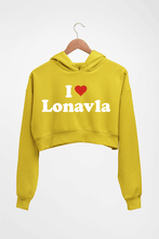 Load image into Gallery viewer, I Love Lonavla Crop HOODIE FOR WOMEN-Mustard yellow-Ektarfa.online
