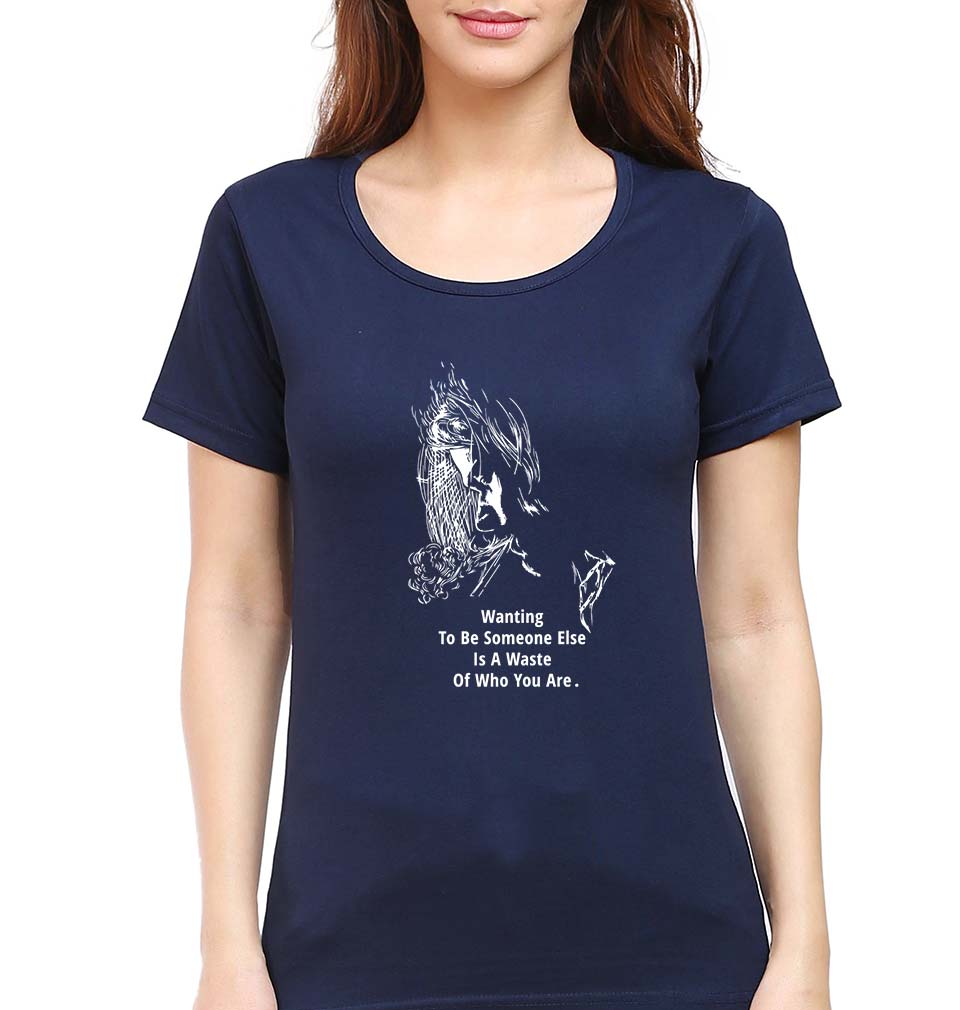 Kurt Cobain T-Shirt for Women-Navy Blue-Ektarfa.online