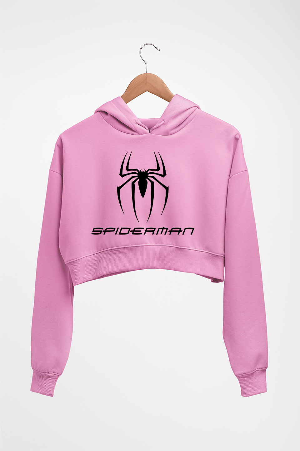 Spiderman Crop HOODIE FOR WOMEN-Light Baby Pink-Ektarfa.online