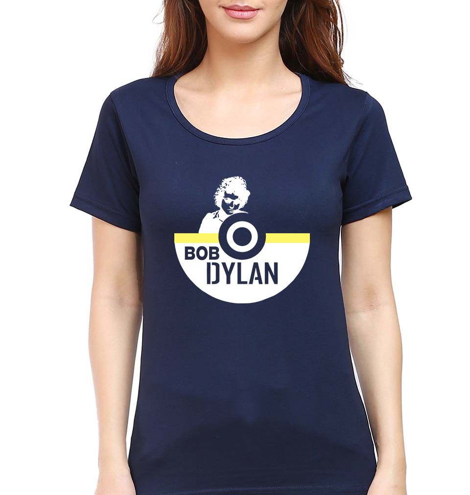 Bob Dylan T-Shirt for Women-Navy Blue-Ektarfa.online