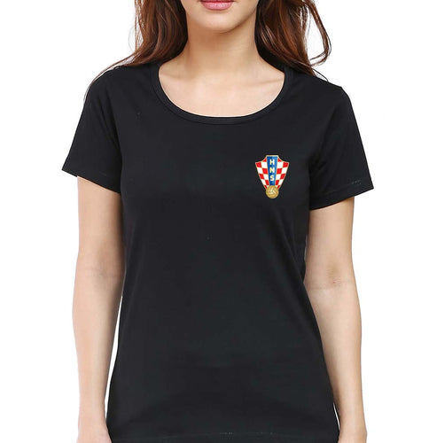 Croatia Football T-Shirt for Women-Black-Ektarfa.online