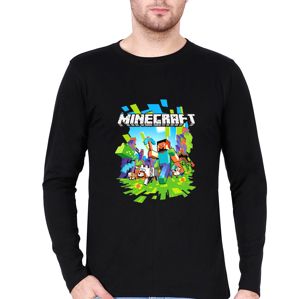 Minecraft Full Sleeves T-Shirt for Men-Black-Ektarfa.online