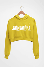 Load image into Gallery viewer, Sanskari Crop HOODIE FOR WOMEN-Mustard Yellow-Ektarfa.online
