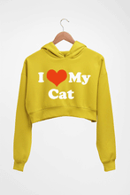 Load image into Gallery viewer, I Love My Cat Crop HOODIE FOR WOMEN-Mustard Yellow-Ektarfa.online

