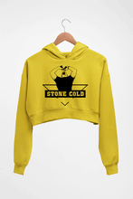 Load image into Gallery viewer, Stone Cold Steve Austin (WWE) Crop HOODIE FOR WOMEN-Mustard Yellow-Ektarfa.online
