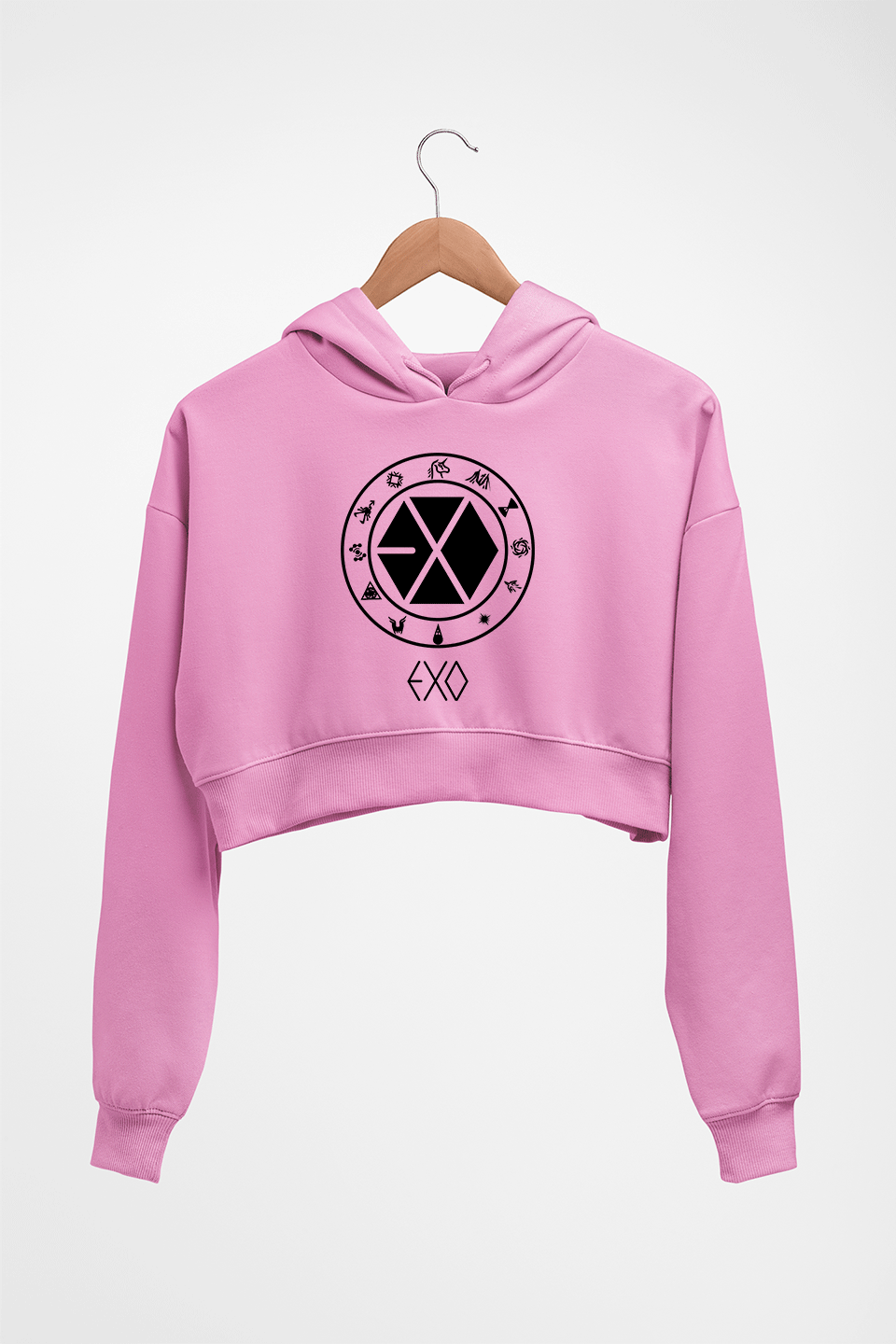 EXO Crop HOODIE FOR WOMEN-Light Baby Pink-Ektarfa.online