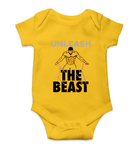 Gym Beast Kids Romper For Baby Boy/Girl-Yellow-Ektarfa.online