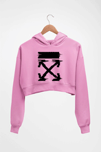Load image into Gallery viewer, Off White Tee Crop HOODIE FOR WOMEN-Light Baby Pink-Ektarfa.online
