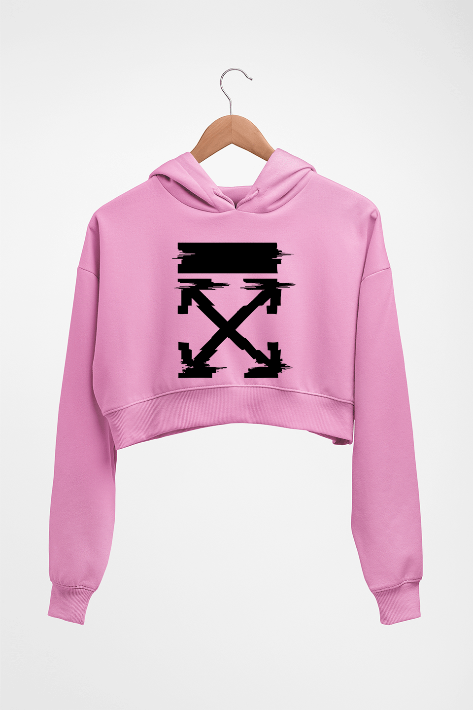 Off White Tee Crop HOODIE FOR WOMEN-Light Baby Pink-Ektarfa.online