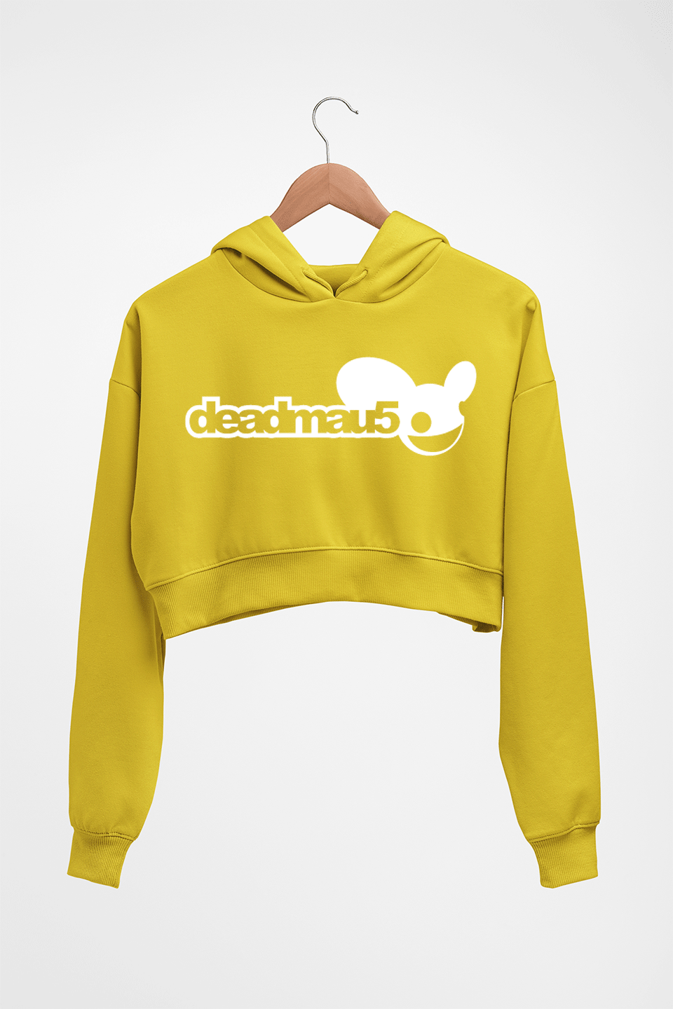 Deadmau5 Crop HOODIE FOR WOMEN-Mustard Yellow-Ektarfa.online