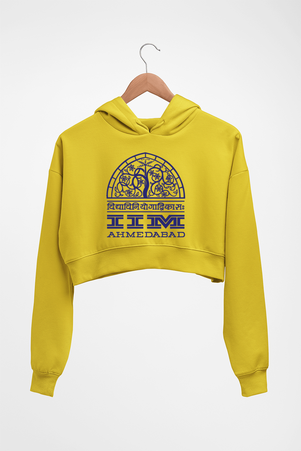 IIM Ahmedabad Crop HOODIE FOR WOMEN-Mustard Yellow-Ektarfa.online