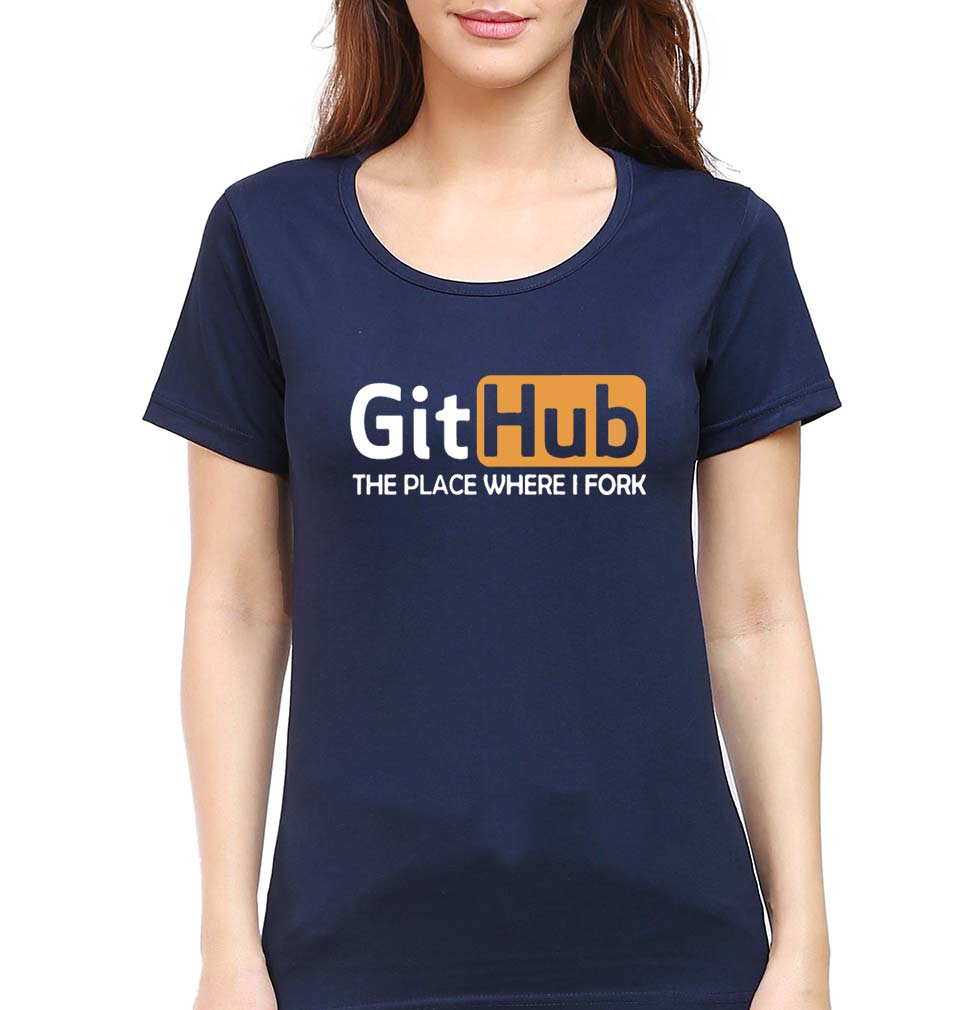 GitHub T-Shirt for Women-Navy Blue-Ektarfa.online