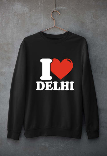 I Love Delhi Unisex Sweatshirt for Men/Women-Black-Ektarfa.online