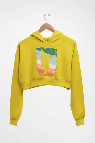 Penguin Crop HOODIE FOR WOMEN-Mustard Yellow-Ektarfa.online
