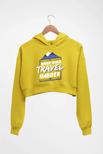 Load image into Gallery viewer, Travel Harder Crop HOODIE FOR WOMEN-Mustard yellow-Ektarfa.online
