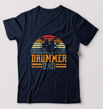 Load image into Gallery viewer, Drummer Dad T-Shirt for Men-Navy Blue-Ektarfa.online
