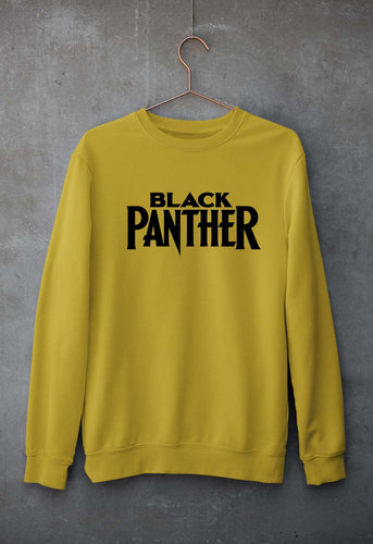 Black Panther Superhero Unisex Sweatshirt for Men/Women-S(40 Inches)-Mustard Yellow-Ektarfa.online