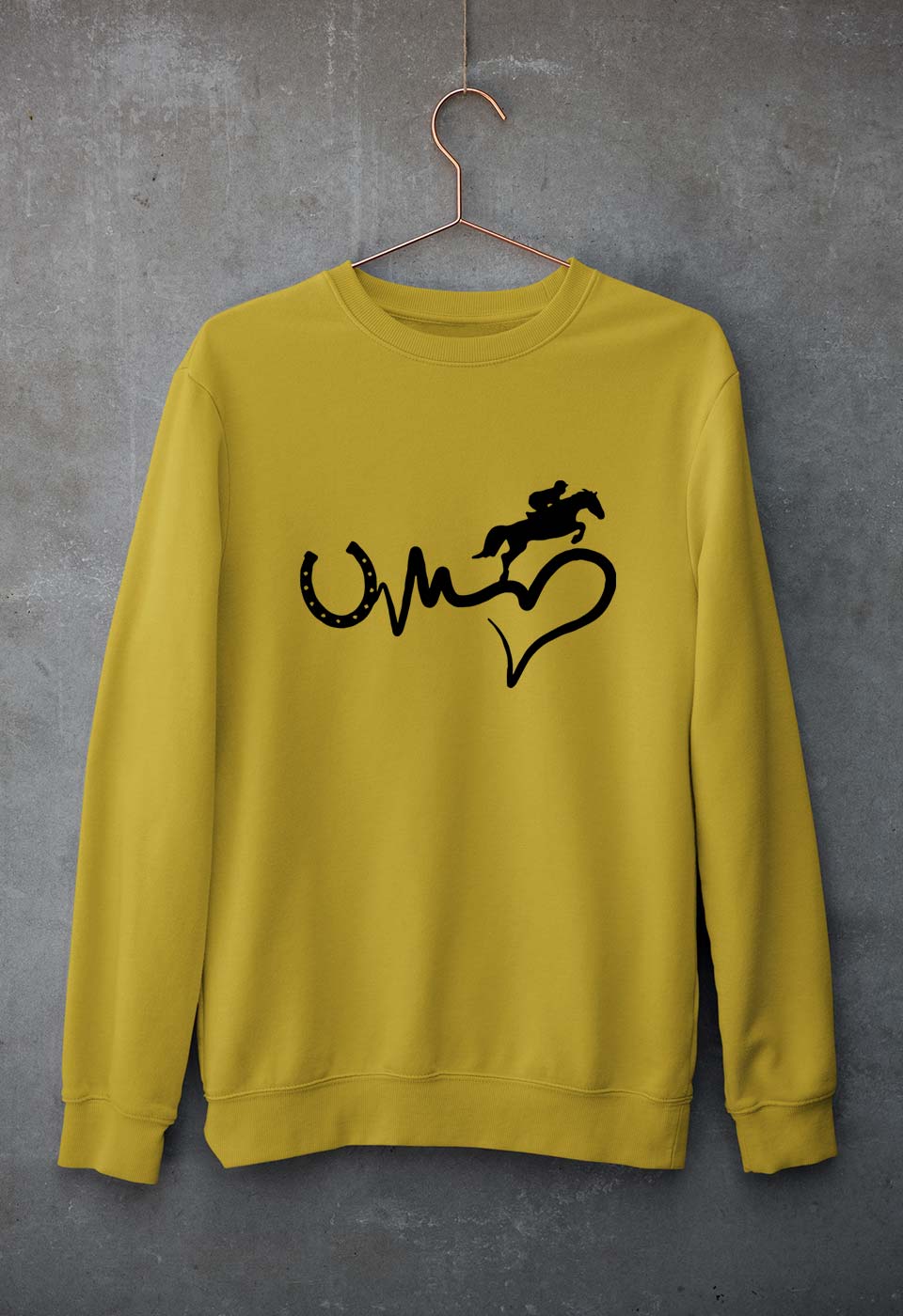 Horse Riding Unisex Sweatshirt for Men/Women-Mustard Yellow-Ektarfa.online