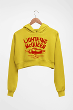 Load image into Gallery viewer, Lightning McQueen Crop HOODIE FOR WOMEN-Mustard Yellow-Ektarfa.online
