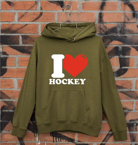 I Love Hockey Unisex Hoodie for Men/Women-Olive Green-Ektarfa.online
