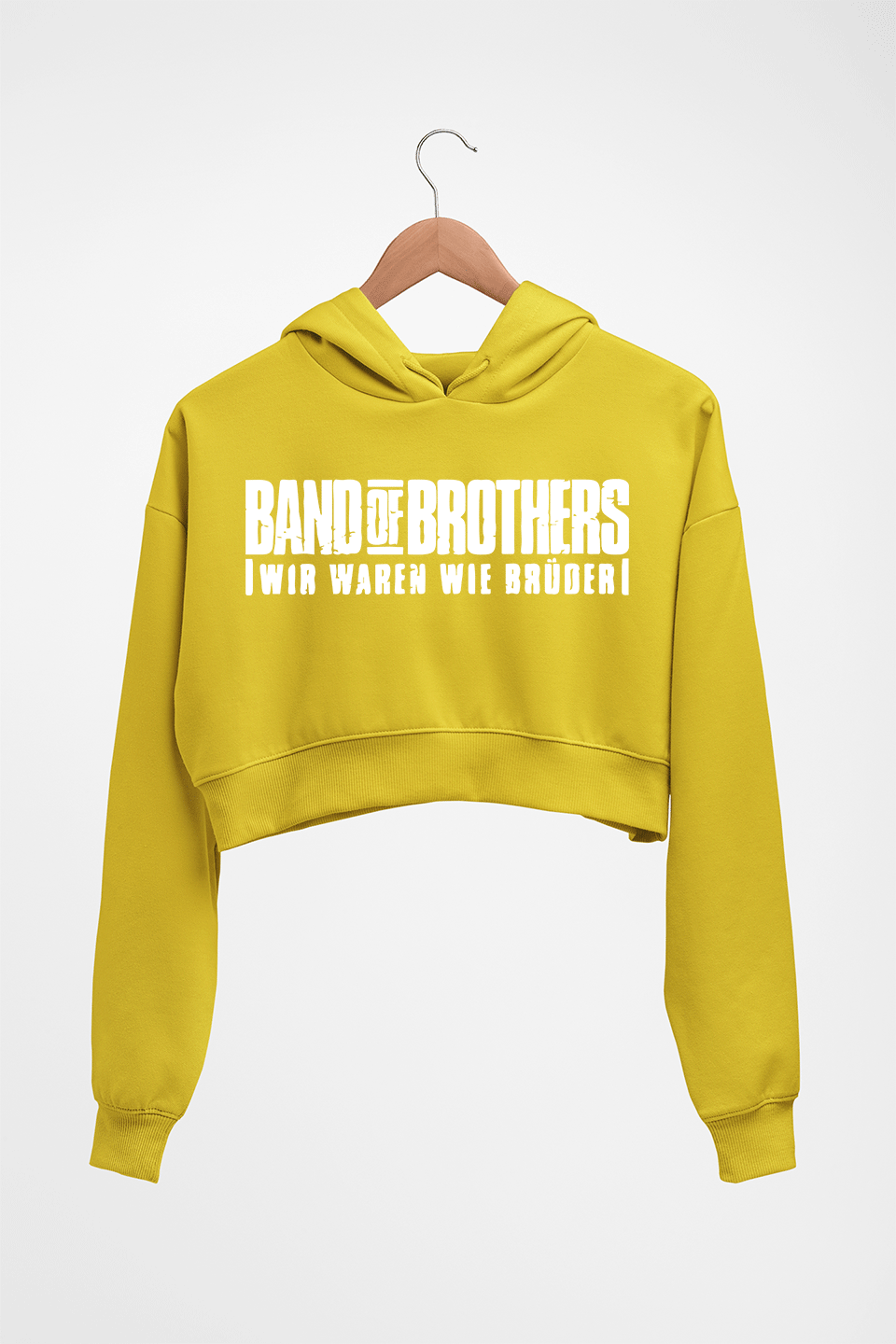 Band of Brothers Crop HOODIE FOR WOMEN-Mustard Yellow-Ektarfa.online