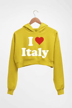 Load image into Gallery viewer, I Love Italy Crop HOODIE FOR WOMEN-Mustard Yellow-Ektarfa.online
