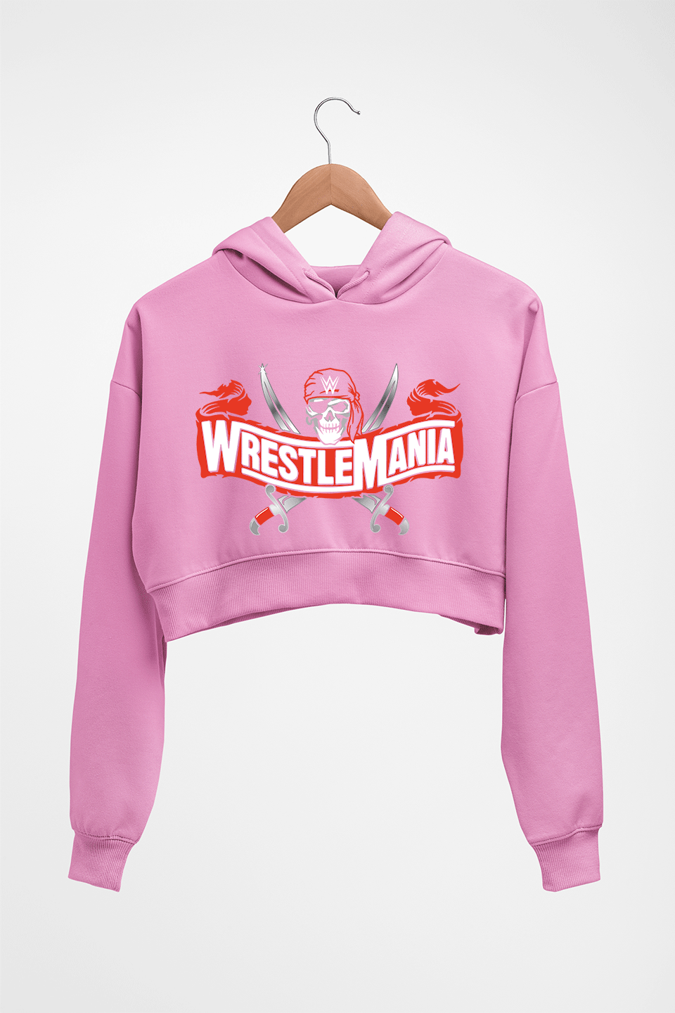 WWE Wrestle Mania Crop HOODIE FOR WOMEN-Light Baby Pink-Ektarfa.online