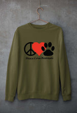 Load image into Gallery viewer, Peace Love Animals Unisex Sweatshirt for Men/Women-Olive Green-Ektarfa.online

