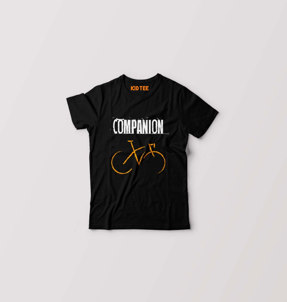 Cycling Companion Kids T-Shirt for Boy/Girl-Black-Ektarfa.online