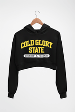 Load image into Gallery viewer, Varsity Cold Glory Crop HOODIE FOR WOMEN-Black-Ektarfa.online
