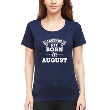 Load image into Gallery viewer, Legends are Born in August T-Shirt for Women-Navy Blue-Ektarfa.online
