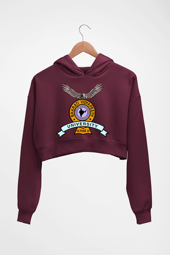 Bharati Vidyapeeth Crop HOODIE FOR WOMEN-Maroon-Ektarfa.online