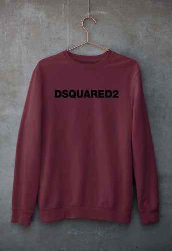 Dsquared2 Unisex Sweatshirt for Men/Women-S(40 Inches)-Maroon-Ektarfa.online