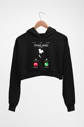 Thailand Calling Crop HOODIE FOR WOMEN-Black-Ektarfa.online
