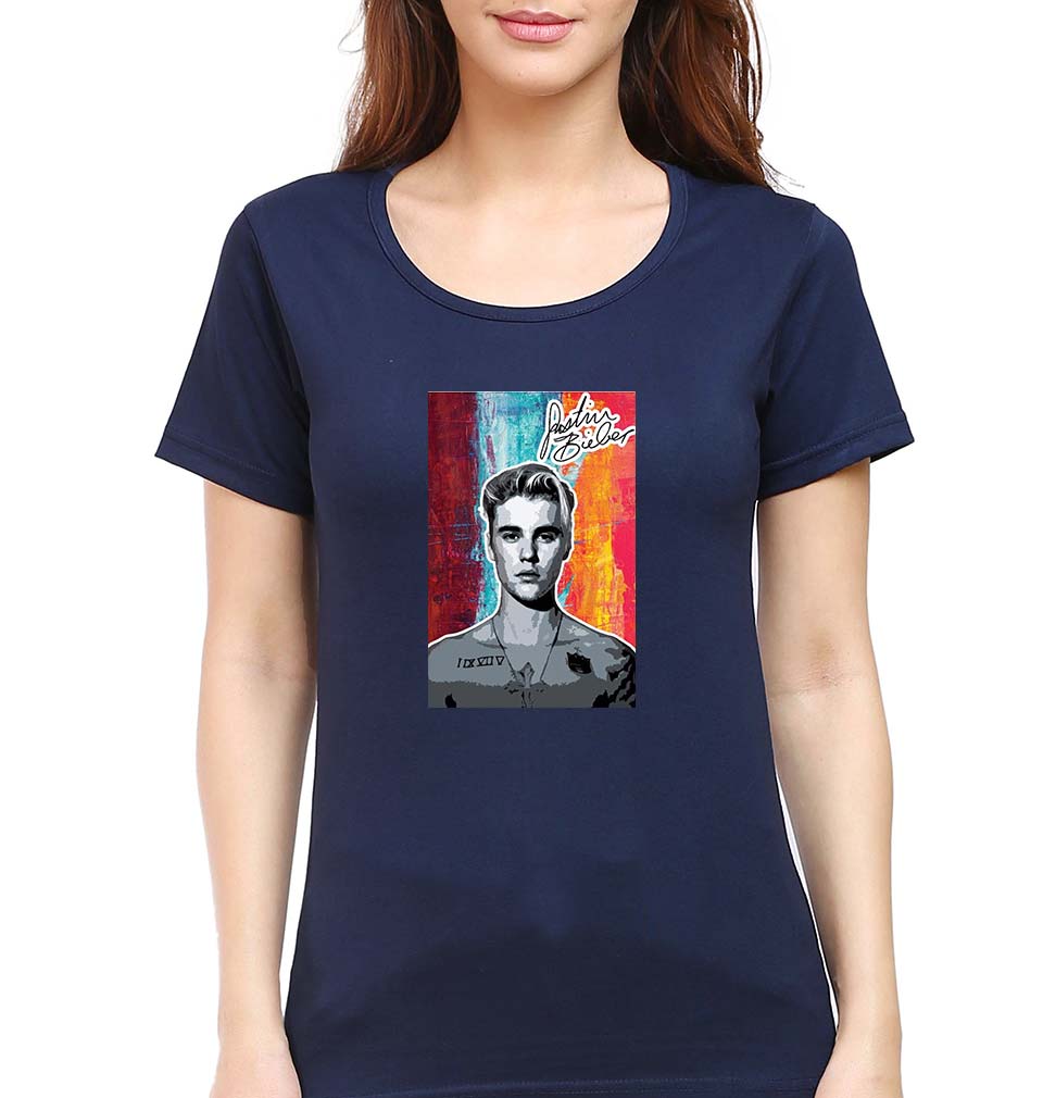 Justin Bieber T-Shirt for Women-Navy Blue-Ektarfa.online