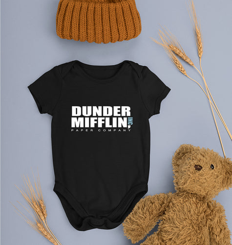 Dunder Mifflin Kids Romper For Baby Boy/Girl-0-5 Months(18 Inches)-Black-Ektarfa.online