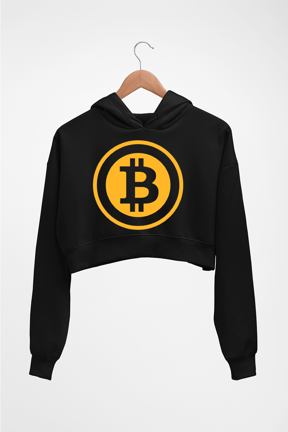 Cryptocurrency Bitcoin Crop HOODIE FOR WOMEN-Black-Ektarfa.online