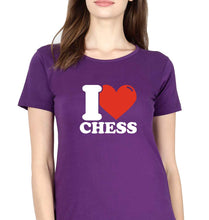Load image into Gallery viewer, I Love Chess T-Shirt for Women-Purple-Ektarfa.online
