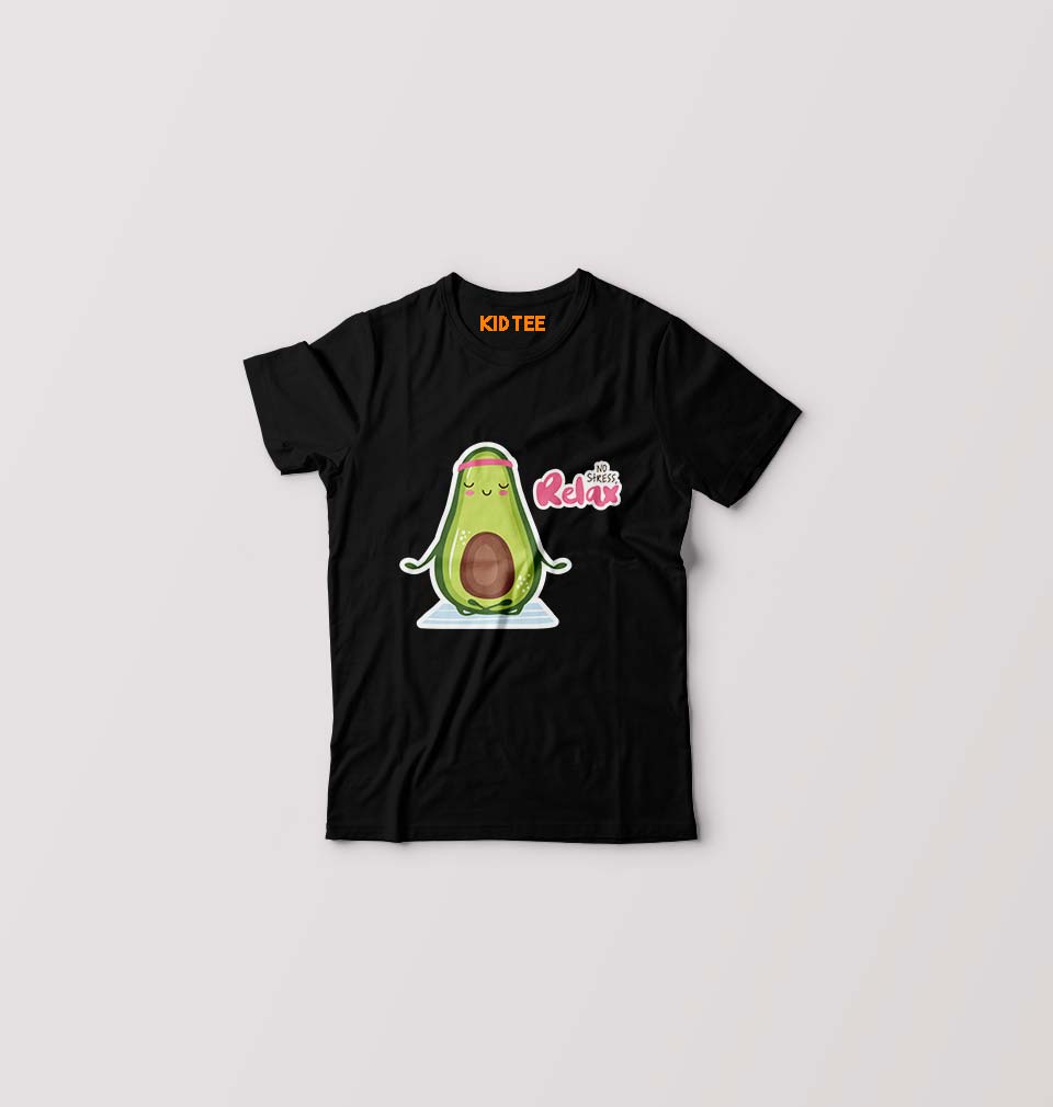 Avocado Relax Kids T-Shirt for Boy/Girl-Black-Ektarfa.online